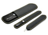 3pcs Genuine Patented Czech Crystal Glass Nail File Pedicure Set in Leather - Black