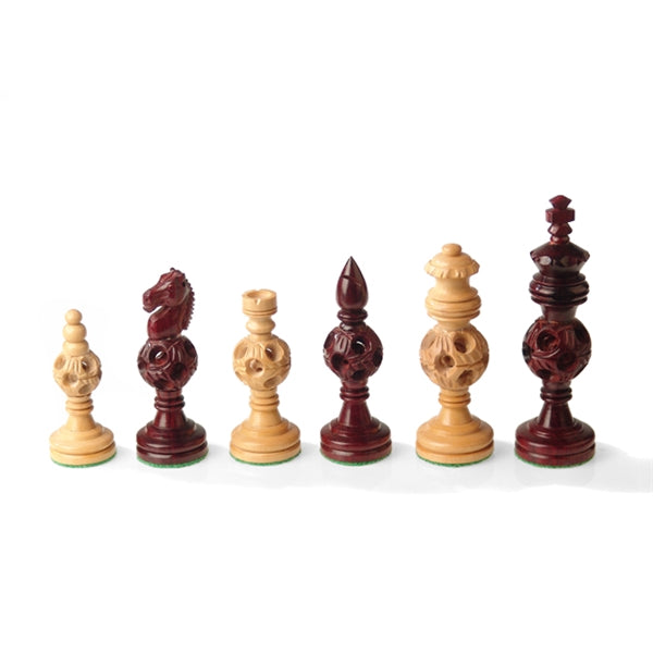 Handmade Medium - Sandalwood/Bud Rosewood Chess Pieces by Giglio Asla, Italy