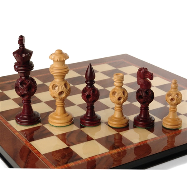 Handmade Medium - Sandalwood/Bud Rosewood Chess Pieces by Giglio Asla, Italy