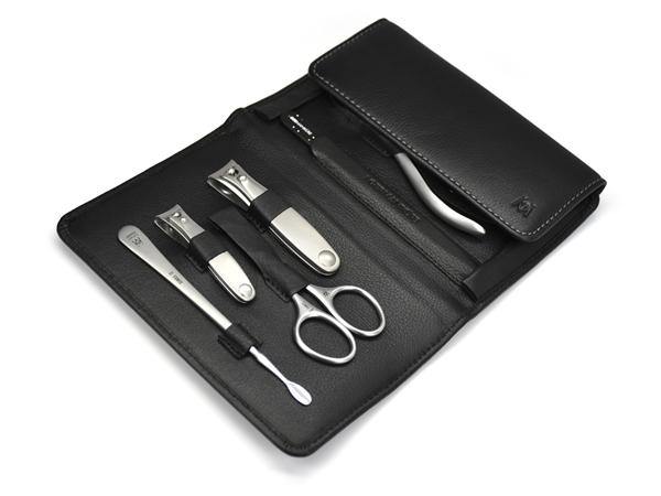 7pcs Pedicure Kit German FINOX® Surgical Stainless Steel: Toenail and Fingernail Clippers, Scissors, Nippers, Tweezers, Glass Nail File