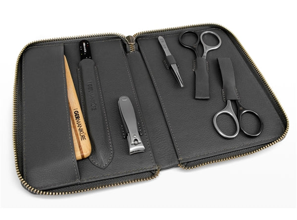 6pcs Mens Grooming Tools Kit German FINOX22 Titanium Steel: Self-Sharpening Mustache and Beard Scissors