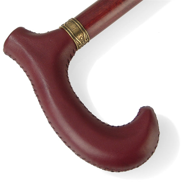 Leather Handle Beech Wood Cane by Finna, Spain