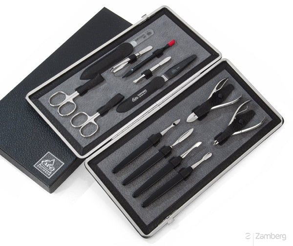 Manicure & Pedicure Set in Black Leather Case