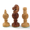 Handcrafted Medium Sandalwood/Bud Rosewood Chess Pieces by Giglio Asla - Italy
