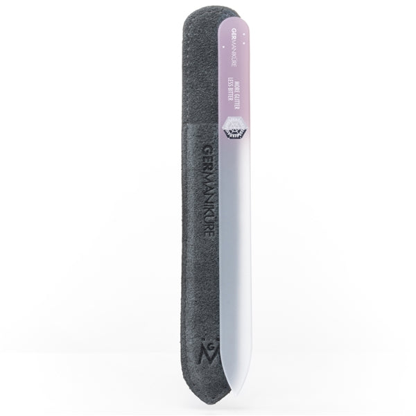 'MORE GLITTER LESS BITTER ' Genuine Czech Crystal Glass Nail File In Suede
