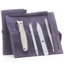 GERMANIKURE 4pc Manicure Set in Suede Case- FINOX® Stainless Steel: Toenail Clipper, Tweezer, Glass Cuticle Stick and Nail File