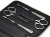 8pcs Manicure Nail Care Set German FINOX® Surgical Stainless Steel: Cuticle Nippers, Scissors, Tweezers, and Glass File