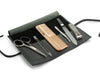 6pcs Grooming Tool Kit German FINOX22 Titanium Steel: Self-Sharpening Scissors, Clippers, Glass Nail File and Stick, Wood Comb