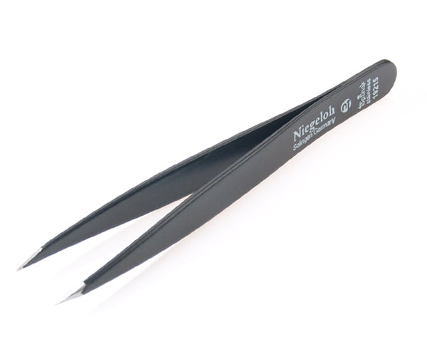 TopInox® German Stainless Steel Pointed Black Coated Tweezers 9cm by Niegeloh