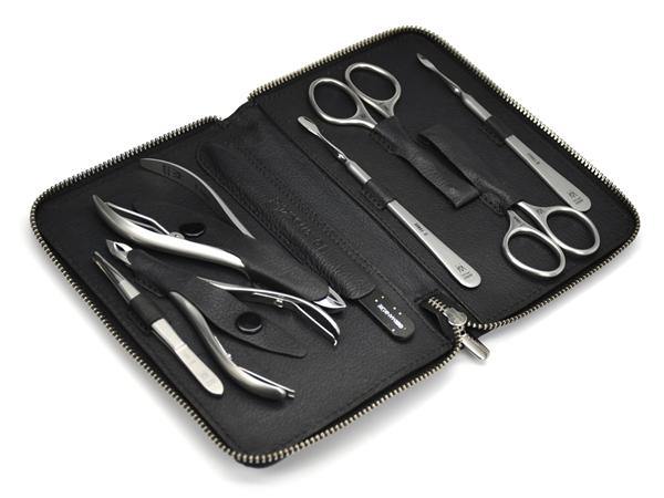 8-Piece Manicure Set with Black Leather Case FINOX® – Zamberg Com