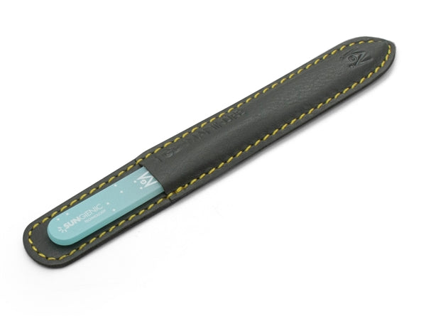 SUNgienic Genuine Patented Czech Crystal Glass Manicure Pedicure Nail File with Blue Handle in Suede