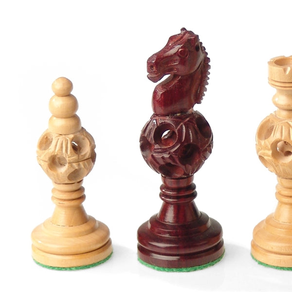 Handmade Medium - Sandalwood/Bud Rosewood Chess Pieces by Giglio Asla, Italy