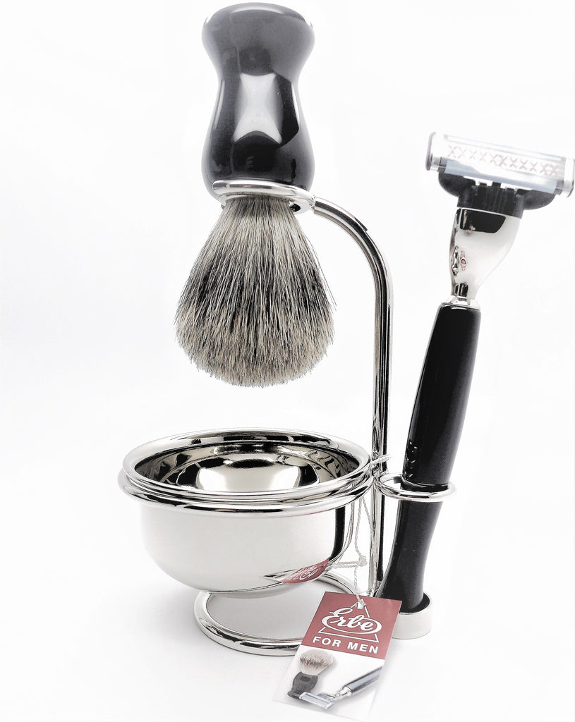 4 pc Luxury Pure Badger Shaving Set by Erbe, Germany